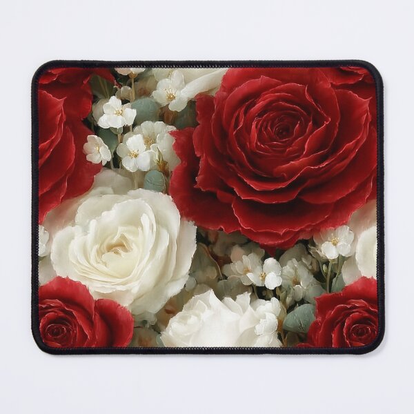 Item preview, Classic Crimson and Ivory English Rose Brocade Pattern designed and sold by Nine Lives Studio.