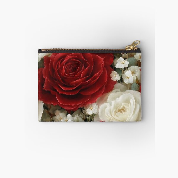 Item preview, Classic Crimson and Ivory English Rose Brocade Pattern designed and sold by Nine Lives Studio.