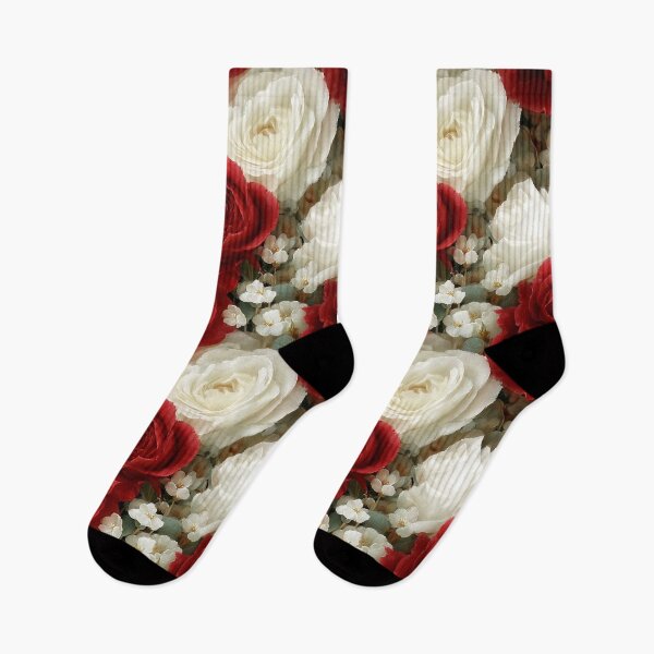 Item preview, Classic Crimson and Ivory English Rose Brocade Pattern designed and sold by Nine Lives Studio.