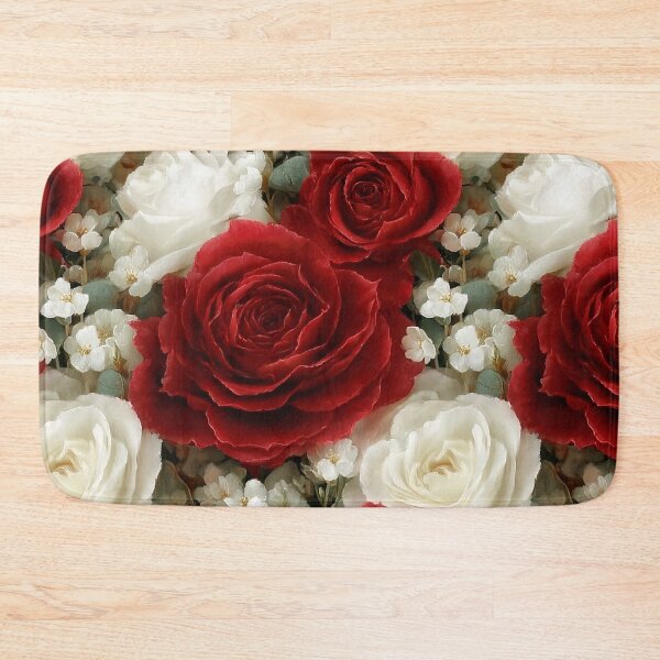 Item preview, Classic Crimson and Ivory English Rose Brocade Pattern designed and sold by Nine Lives Studio.