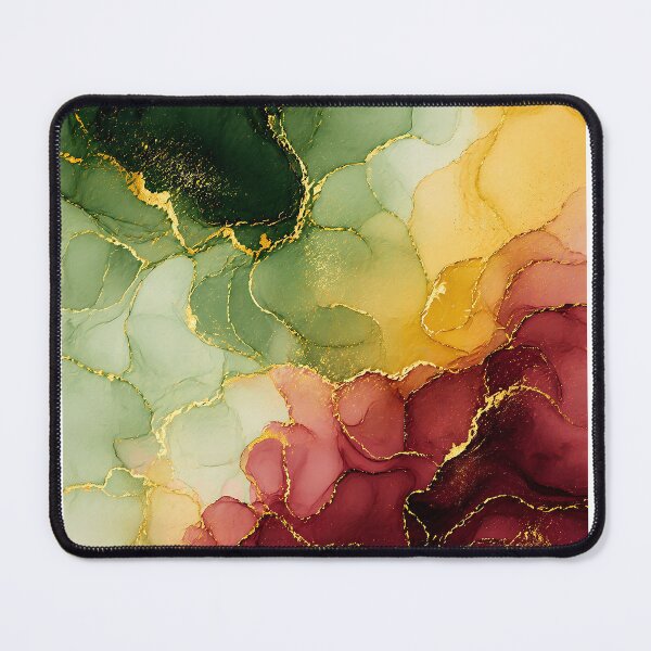 Item preview, Abstract fluid ink art green maroon yellow luxury texture design designed and sold by PixelParinda.