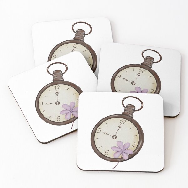 Item preview, Vintage Pocket Watch with Purple Flower Illustration designed and sold by ArtTinulyaOk.