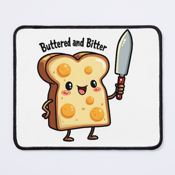 Item preview, Buttered And Bitter Funny Kawaii Bread Knife Pun designed and sold by LunaPixelStudio.