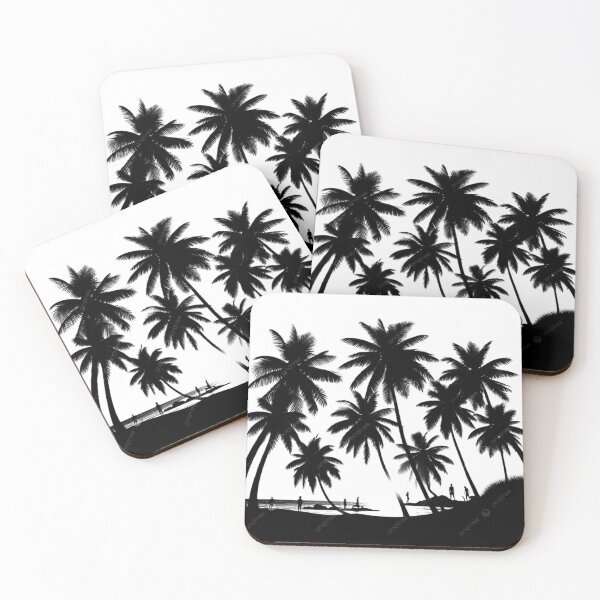 Item preview, Tropical Paradise Palm Trees Silhouette Beach Sunset Palm Tree Scene designed and sold by Ram910.