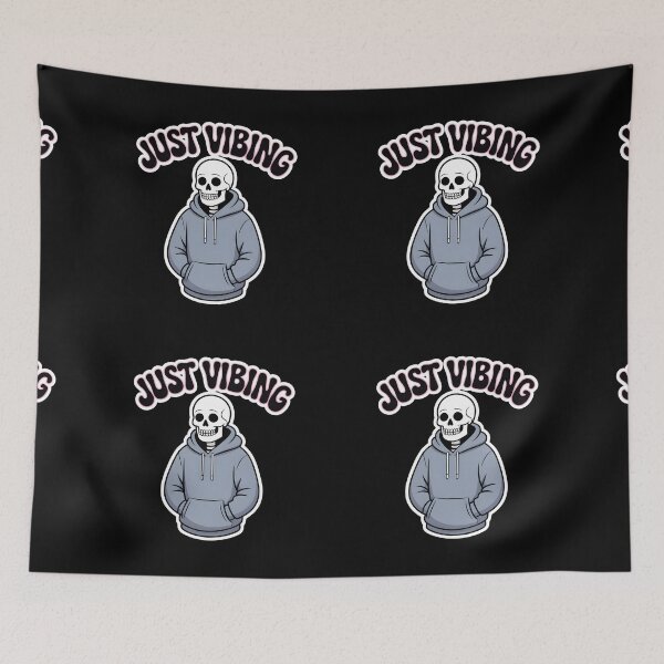 Item preview, Just Vibing Skeleton in Hoodie – Chill Spooky Aesthetic Minimal Design designed and sold by Raw Tigers.