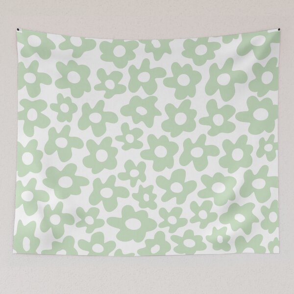 Item preview, Green Retro Flowers Pattern designed and sold by Jeallan Designs.