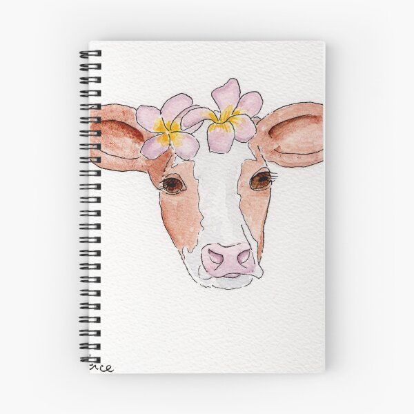 Item preview, Cow with Plumeria Flowers designed and sold by KPierceArt.
