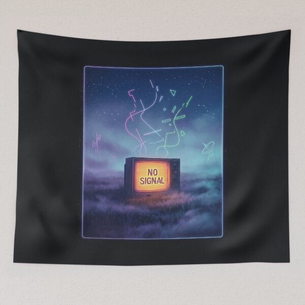 Item preview, Retro TV with No Signal in Foggy Field designed and sold by AnnArtshock.