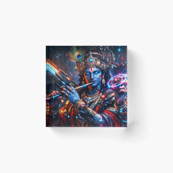 Item preview, Krishna Peacock Feather — Hindu God Art | Cyberpunk designed and sold by CosmicLotusArt.