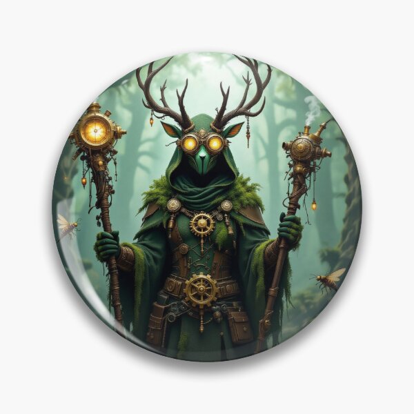 Item preview, Steampunk druid in a mystic forest: Energy between nature spirit, light, and mechanical power designed and sold by FotoworldEdel.