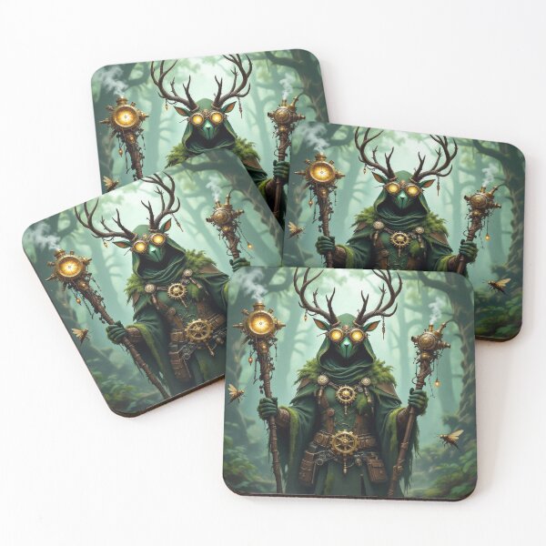 Item preview, Steampunk druid in a mystic forest: Energy between nature spirit, light, and mechanical power designed and sold by FotoworldEdel.