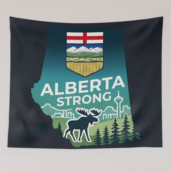 Item preview, Alberta Strong Canada Forever Map Skyline Crest Cute designed and sold by HowToCanadian.