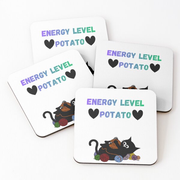 Item preview, Cute Sleeping Black Cat Energy Level Potato Quote designed and sold by PeplumiArt.