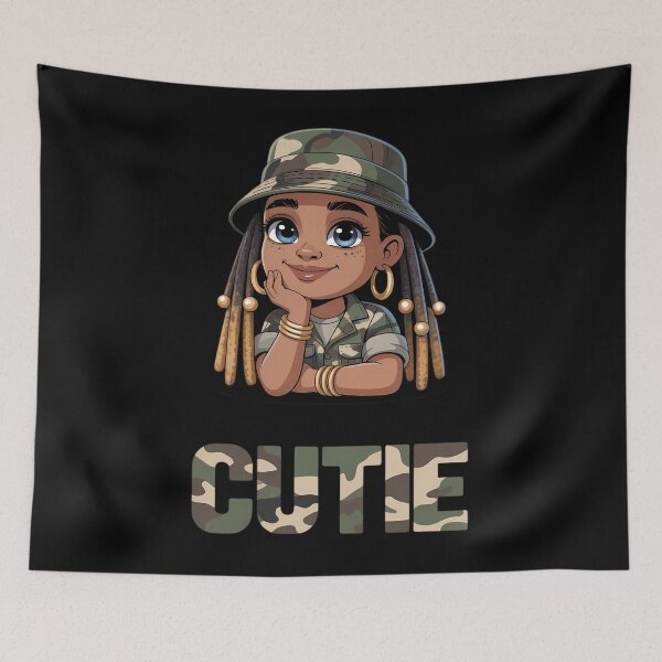 Item preview, Cutie Loc'd Girl with Camo Hat Locs Black Girl Juneteenth designed and sold by Formatage.