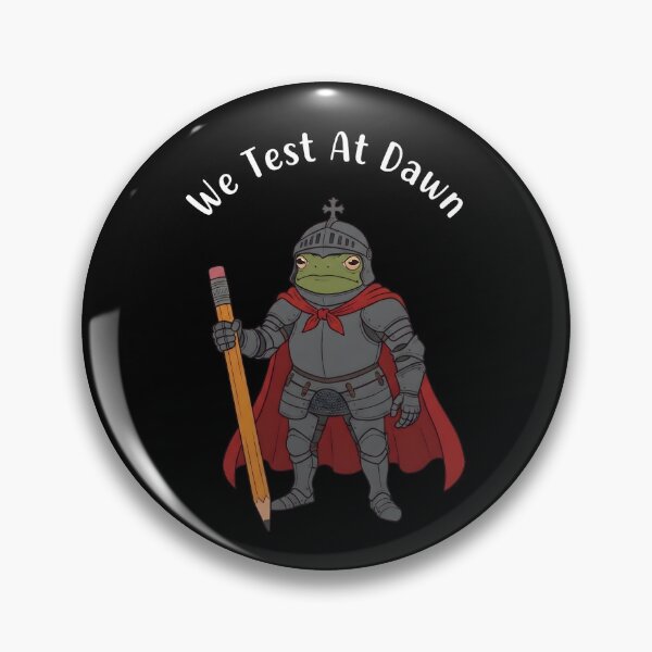 Item preview, We Test At Dawn Funny Frog Test Day - Teacher Meme – Exam Day Knight Frog designed and sold by ZyziowskyArt.