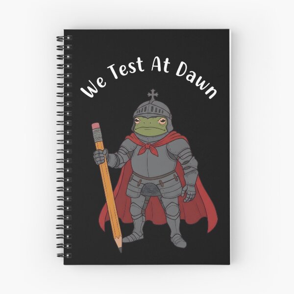 Item preview, We Test At Dawn Funny Frog Test Day - Teacher Meme – Exam Day Knight Frog designed and sold by ZyziowskyArt.