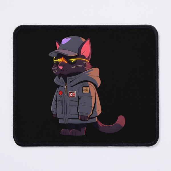 Item preview, cat with cyberpunk style clothing designed and sold by geekmania48.