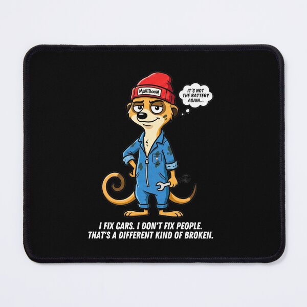 Item preview, MaxiBoOM Mechanic Meerkat - I Don't Fix People Retro Cartoon designed and sold by mAXiBoOM.