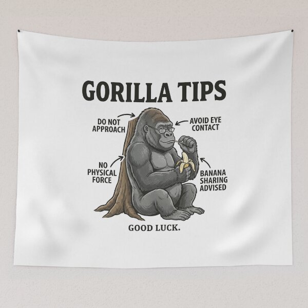 Item preview, Gorilla Tips Funny Animal Infographic Design designed and sold by JVDesignsShop.
