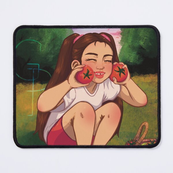 Item preview, Smiling girl holding tomatoes in a field during sunset designed and sold by Gemma-Pricot.