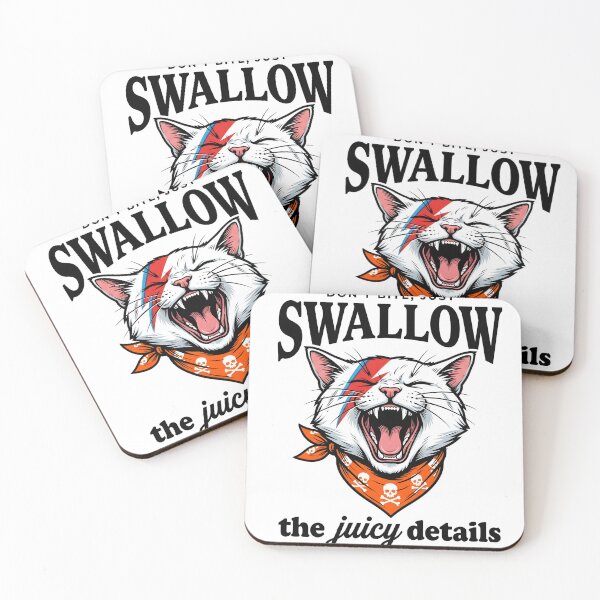 Item preview, Don't Bite Just Swallow The Juicy Details - Edgy Rocker Cat Pun designed and sold by P2P-paotopao.