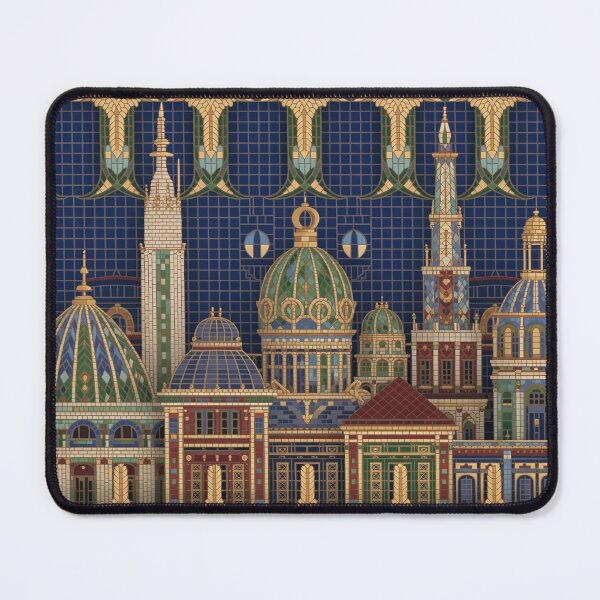 Item preview, Art Nouveau Geometric Cityscape Pattern – Gold Mosaic Vienna Style Design designed and sold by Tamas Das.