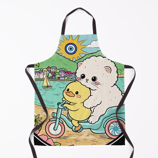 Artikelvorschau, Kawaii-Katze und Ente fahren Roller in Marmaris entworfen und verkauft von Blupunk.