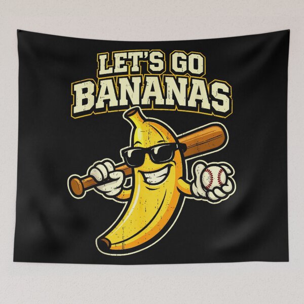 Item preview, Let's Go Bananas Funny Baseball Banana With Sunglasses Sports Mascot Art designed and sold by River Silva.