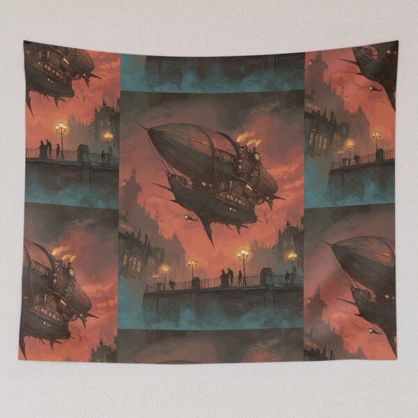 Item preview, Nocturnal Steampunk Airship Ascent - Steampunk Airship designed and sold by bapupa.