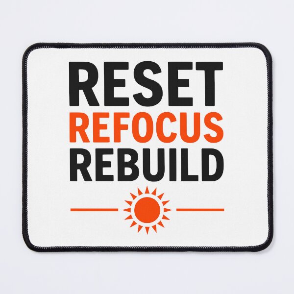 Item preview, Reset Refocus Rebuild Bold Summer Mantra Typography designed and sold by FunFitLife Studio.