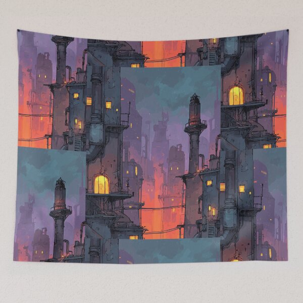 Item preview, Industrial Steam District Vista - Steampunk Cityscape designed and sold by bapupa.