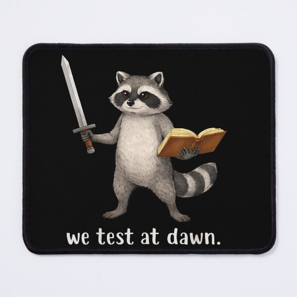 Item preview, Warrior Raccoon Holding Sword And Book We Test At Dawn Fantasy Art designed and sold by River Silva.