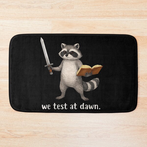 Item preview, Warrior Raccoon Holding Sword And Book We Test At Dawn Fantasy Art designed and sold by River Silva.