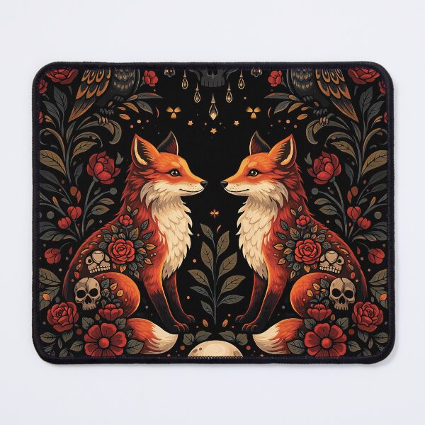 Item preview, Dark Fox Skull Floral Gothic Folk Art Design designed and sold by Gold Turtle  Lina.