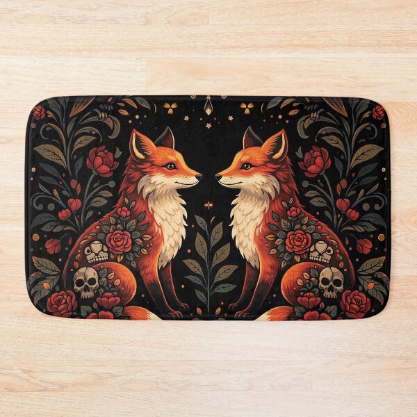 Item preview, Dark Fox Skull Floral Gothic Folk Art Design designed and sold by Gold Turtle  Lina.