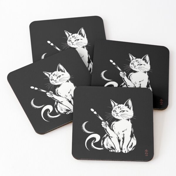 Item preview, Artist Cat Black and White Ink Painting Graphic designed and sold by artlife4.