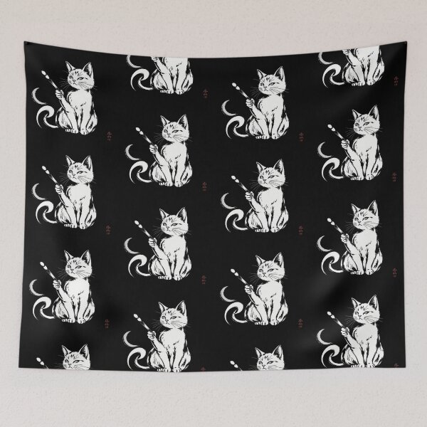 Item preview, Artist Cat Black and White Ink Painting Graphic designed and sold by artlife4.
