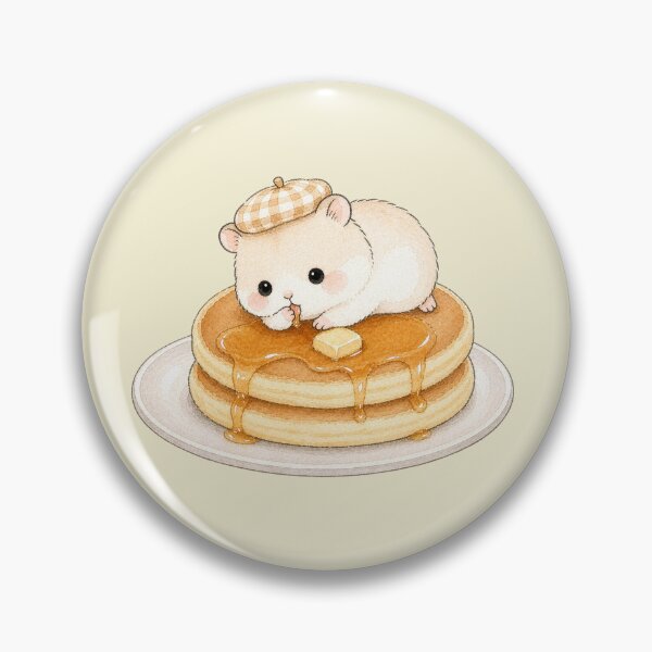 Item preview, Cute Hamster Tasting Syrup on Pancakes designed and sold by tiny-hamu-life.