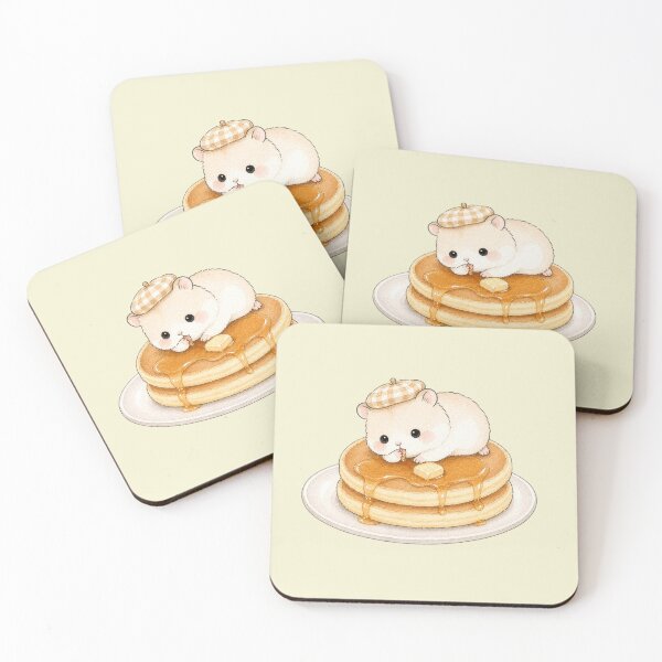 Item preview, Cute Hamster Tasting Syrup on Pancakes designed and sold by tiny-hamu-life.
