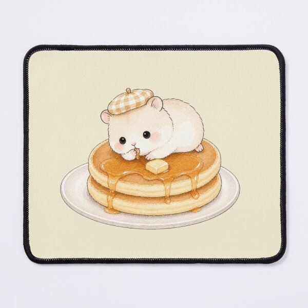 Item preview, Cute Hamster Tasting Syrup on Pancakes designed and sold by tiny-hamu-life.