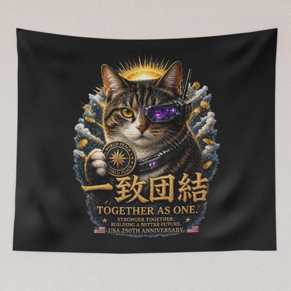 Item preview, Together As One Cyber Cat – USA 250th Anniversary Japanese Gold Art designed and sold by Dragon-Samurai.