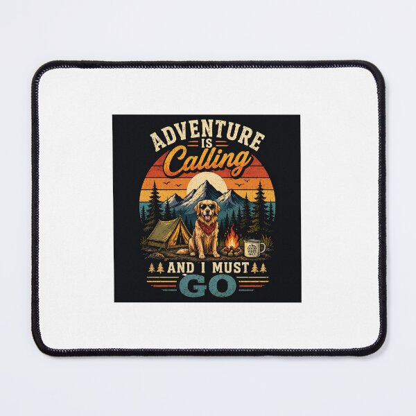 Item preview, Adventure Is Calling And I Must Go – Retro Camping Dog Lover T-Shirt designed and sold by vinothmech53.