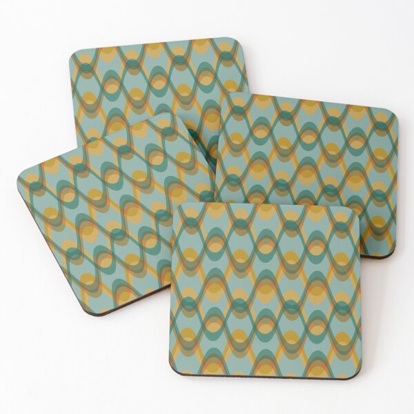 Item preview, 70s Retro Wave Pattern – Teal, Mustard & Earthy Tones – Mid Century Modern Boho designed and sold by JMgraphic.