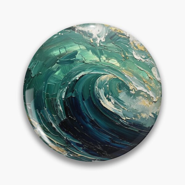 Item preview, Abstract Ocean Wave Painting Teal Gold Textured Impasto Art Coastal Wall Decor designed and sold by Vivebanlabs.