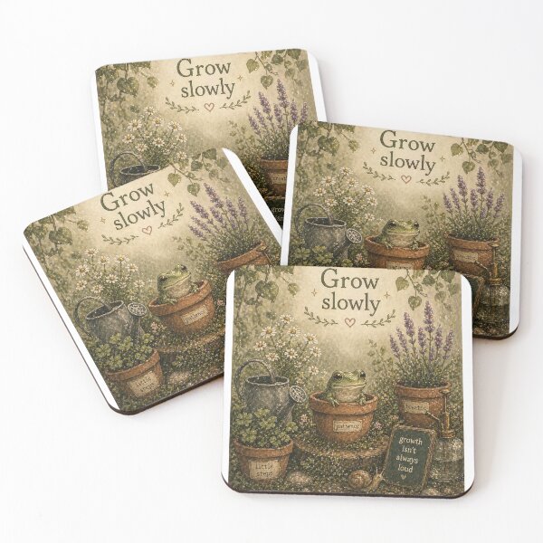 Item preview, Grow Slowly – Gentle Growth Cottagecore Botanical Aesthetic designed and sold by InkWanderStudio.