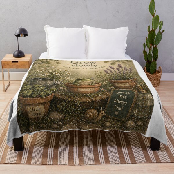 Item preview, Grow Slowly – Gentle Growth Cottagecore Botanical Aesthetic designed and sold by InkWanderStudio.