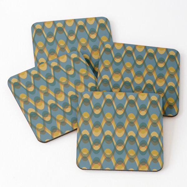 Item preview, 70s Retro Wave Pattern – Teal, Mustard & Earthy Tones – Mid Century Modern Boho designed and sold by JMgraphic.