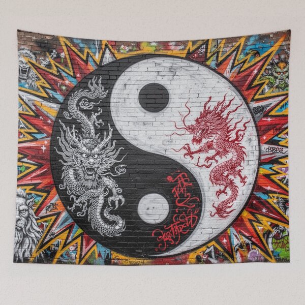 Item preview, Yin and Yang - Graffiti art mural - greetings from the dragon designed and sold by Segasprojects.