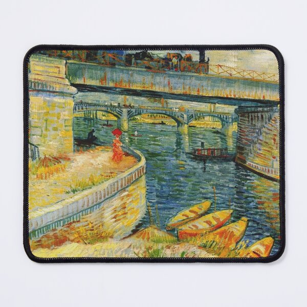 Item preview, Impressionist River Painting Pointillist Bridge Scene for Classic Art Lovers designed and sold by RickE.