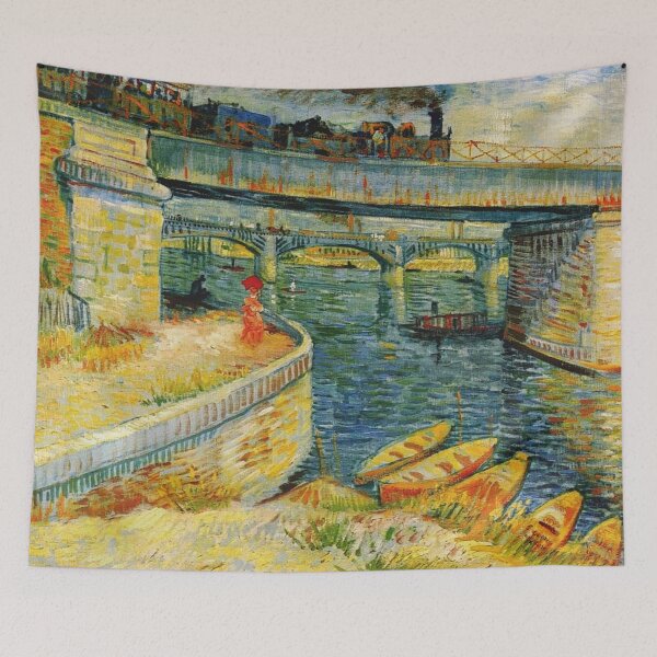 Item preview, Impressionist River Painting Pointillist Bridge Scene for Classic Art Lovers designed and sold by RickE.